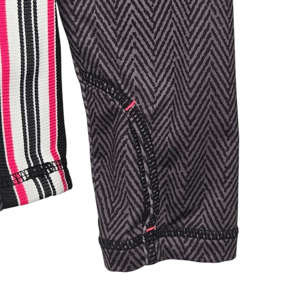 Athleta Womens Herringbone Print Pink Side Stripe Quarter Zip Pullover Medium - Picture 4 of 9